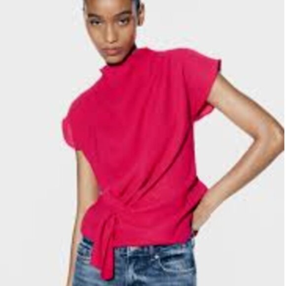 ZARA KNOTTED WAIST TOP Size M, L NEW WITH TAG! - Picture 3 of 4